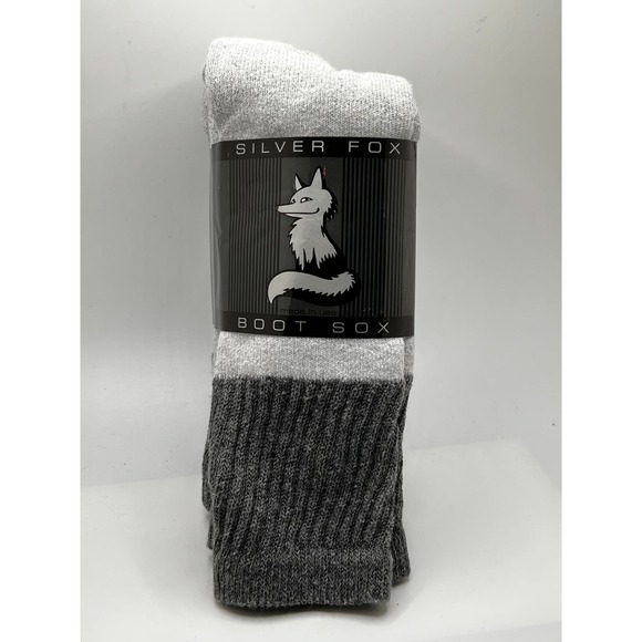 Silver Fox Boot Sox Pack of (3) Men Sz 10-13 Gray Crew MADE IN THE USA! - Picture 1 of 5